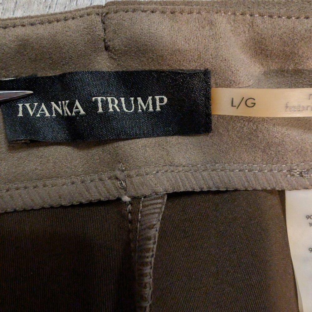 Ivanka Trump Taupe Faux Suede High Rise Leggings Size Large Mint Condition - Picture 5 of 10
